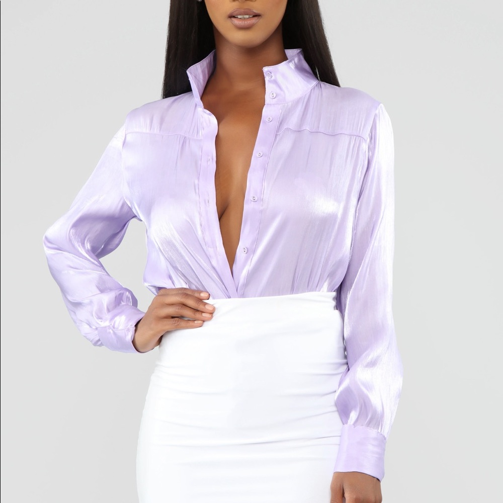 Lavender button down top